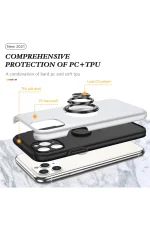 Newface iPhone 11 Pro Max Kılıf Elit Yüzüklü Kapak - Gümüş - Görsel 2