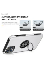 Newface iPhone 11 Pro Max Kılıf Elit Yüzüklü Kapak - Gümüş - Görsel 3