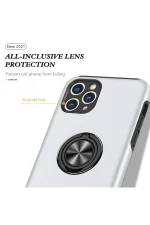 Newface iPhone 11 Pro Max Kılıf Elit Yüzüklü Kapak - Gümüş - Görsel 4