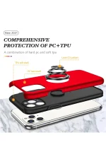 Newface iPhone 11 Pro Max Kılıf Elit Yüzüklü Kapak - Kırmızı - Görsel 2