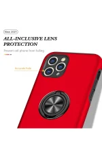 Newface iPhone 11 Pro Max Kılıf Elit Yüzüklü Kapak - Kırmızı - Görsel 4