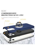 Newface iPhone 11 Pro Max Kılıf Elit Yüzüklü Kapak - Lacivert - Görsel 2