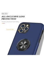 Newface iPhone 11 Pro Max Kılıf Elit Yüzüklü Kapak - Lacivert - Görsel 4