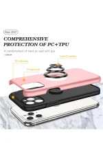 Newface iPhone 11 Pro Max Kılıf Elit Yüzüklü Kapak - Pembe - Görsel 2