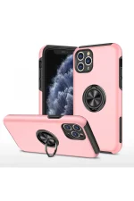 Newface iPhone 11 Pro Max Kılıf Elit Yüzüklü Kapak - Pembe