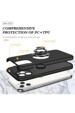 Newface iPhone 11 Pro Max Kılıf Elit Yüzüklü Kapak - Siyah - Görsel 2