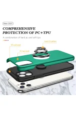 Newface iPhone 11 Pro Max Kılıf Elit Yüzüklü Kapak - Yeşil - Görsel 2