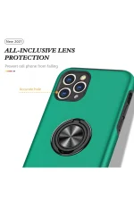 Newface iPhone 11 Pro Max Kılıf Elit Yüzüklü Kapak - Yeşil - Görsel 4