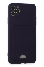 Newface iPhone 11 Pro Max Kılıf Kelvin Kartvizitli Silikon - Derin Mor