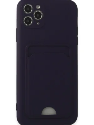 Newface iPhone 11 Pro Max Kılıf Kelvin Kartvizitli Silikon - Derin Mor