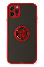 Newface iPhone 11 Pro Max Kılıf Montreal Yüzüklü Silikon Kapak - Kırmızı