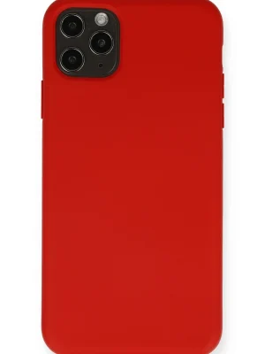 Newface iPhone 11 Pro Max Kılıf Nano içi Kadife Silikon - Kırmızı