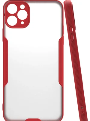 Newface iPhone 11 Pro Max Kılıf Platin Silikon - Kırmızı