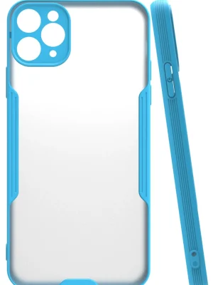 Newface iPhone 11 Pro Max Kılıf Platin Silikon - Mavi