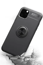 Newface iPhone 11 Pro Max Kılıf Range Yüzüklü Silikon - Kırmızı - Görsel 3