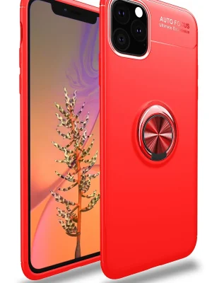 Newface iPhone 11 Pro Max Kılıf Range Yüzüklü Silikon - Kırmızı