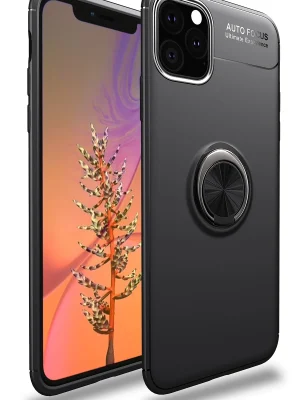 Newface iPhone 11 Pro Max Kılıf Range Yüzüklü Silikon - Siyah