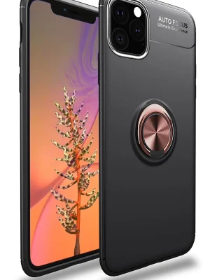 Newface iPhone 11 Pro Max Kılıf Range Yüzüklü Silikon - Siyah-Gold
