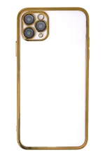 Newface iPhone 11 Pro Max Kılıf Razer Lensli Silikon - Gold