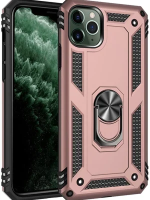 Newface iPhone 11 Pro Max Kılıf Sofya Yüzüklü Silikon Kapak - Rose