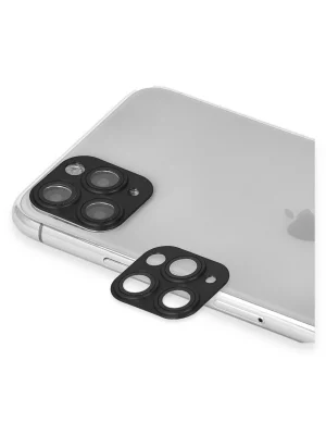 Newface iPhone 11 Pro Max Pers Alüminyum Kamera Lens - Siyah