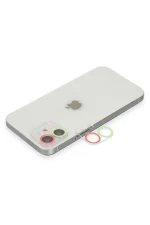 Newface iPhone 11 Renkli Kamera Lens Koruma Cam - Yeşil-Pembe