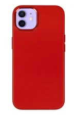 Newface iPhone 12 Kılıf Asya Deri Silikon - Kırmızı