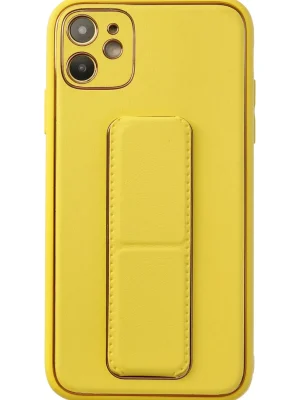 Newface iPhone 12 Kılıf Coco Deri Standlı Kapak - Sarı