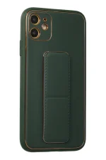 Newface iPhone 12 Kılıf Coco Deri Standlı Kapak - Yeşil - Görsel 2