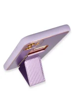 Newface iPhone 12 Kılıf Coco Karbon Standlı Kapak - Mor - Görsel 4