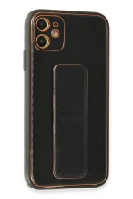 Newface iPhone 12 Kılıf Coco Karbon Standlı Kapak - Siyah - Görsel 2