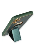 Newface iPhone 12 Kılıf Coco Karbon Standlı Kapak - Yeşil - Görsel 4