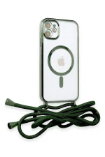 Newface iPhone 12 Kılıf Divo Lazer Askılı Magsafe Kapak - Koyu Yeşil - Görsel 2