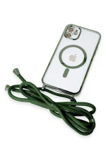 Newface iPhone 12 Kılıf Divo Lazer Askılı Magsafe Kapak - Koyu Yeşil - Görsel 6