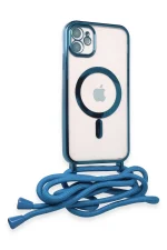 Newface iPhone 12 Kılıf Divo Lazer Askılı Magsafe Kapak - Sierra Blue - Görsel 2