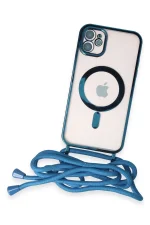 Newface iPhone 12 Kılıf Divo Lazer Askılı Magsafe Kapak - Sierra Blue - Görsel 3