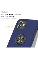 Newface iPhone 12 Kılıf Elit Yüzüklü Kapak - Lacivert - Görsel 4