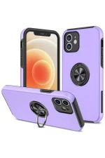 Newface iPhone 12 Kılıf Elit Yüzüklü Kapak - Mor