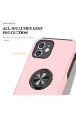 Newface iPhone 12 Kılıf Elit Yüzüklü Kapak - Pembe - Görsel 4