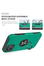 Newface iPhone 12 Kılıf Elit Yüzüklü Kapak - Yeşil - Görsel 3