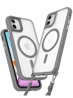 Newface iPhone 12 Kılıf Enka Magsafe Silikon Kılıf - Titan Gri