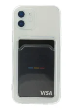 Newface iPhone 12 Kılıf Kart Şeffaf Silikon - Şeffaf