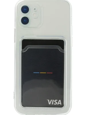 Newface iPhone 12 Kılıf Kart Şeffaf Silikon - Şeffaf