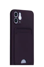 Newface iPhone 12 Kılıf Kelvin Kartvizitli Silikon - Derin Mor - Görsel 2