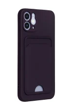 Newface iPhone 12 Kılıf Kelvin Kartvizitli Silikon - Derin Mor