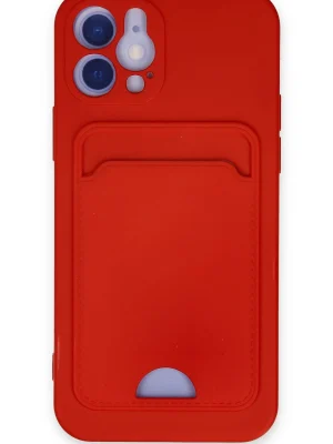 Newface iPhone 12 Kılıf Kelvin Kartvizitli Silikon - Kırmızı