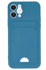 Newface iPhone 12 Kılıf Kelvin Kartvizitli Silikon - Mavi