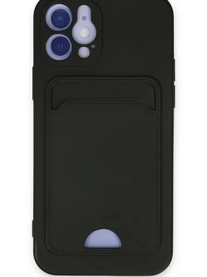 Newface iPhone 12 Kılıf Kelvin Kartvizitli Silikon - Siyah