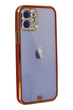 Newface iPhone 12 Kılıf Liva Taşlı Silikon - Kırmızı - Görsel 3