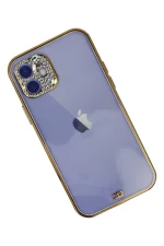 Newface iPhone 12 Kılıf Liva Taşlı Silikon - Mor - Görsel 2